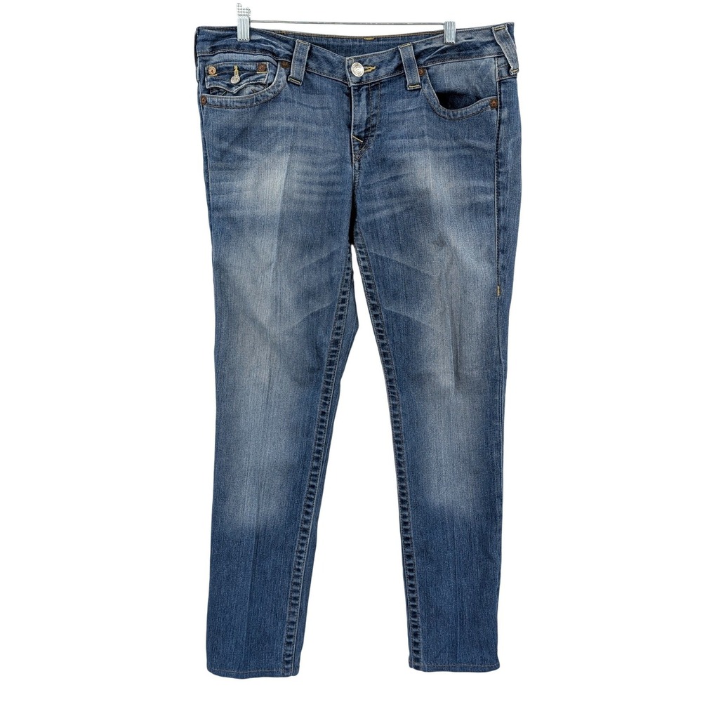 Distressed Skinny‎ Jeans True Religion Medium Wash Stretch Denim 32